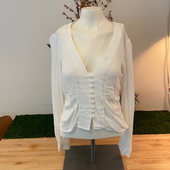 Free People Tops - Free people white button up blouse